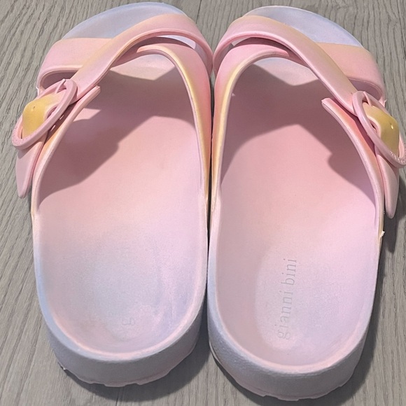 Gianni Bini Pink and Yellow Buckle Sandals, Size 11 - Picture 5 of 11